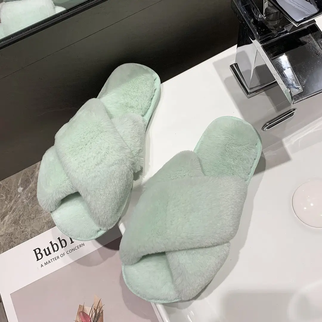 Cross-border foreign trade Amazon large size cross Mao Mao slippers women autumn and winter home floor mop open toe cotton slippers wholesale