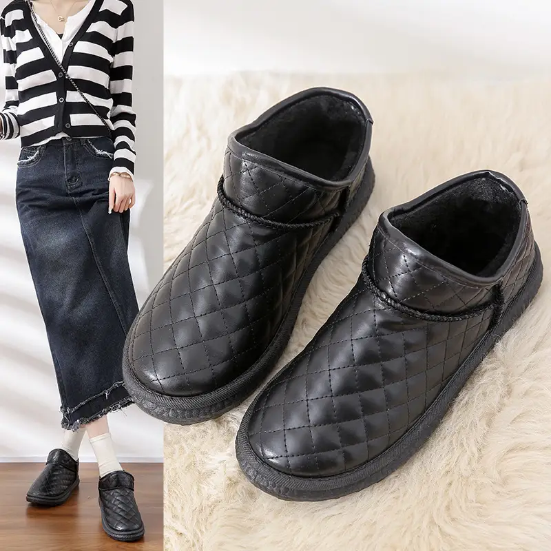 26 Styles of Winter Fleece-Lined Warm Snow Boots with Thick Soles, Closed Heels, Non-Slip Soft Soles, Versatile Waterproof Cotton Shoes, Fleece-Lined and Thickened - Image 5