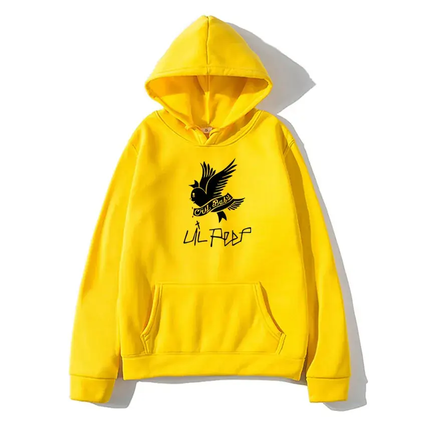 Lil Peep Fleece Hoodie Yellow Winter Men's - Image 19