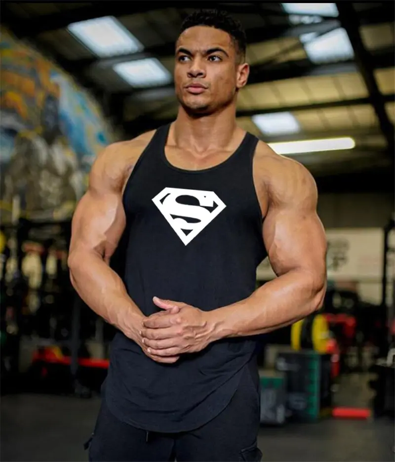 Men's White Superman Muscle Waistcoat T-Shirt - Image 7