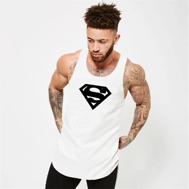 Men's White Superman Muscle Waistcoat T-Shirt - Image 8