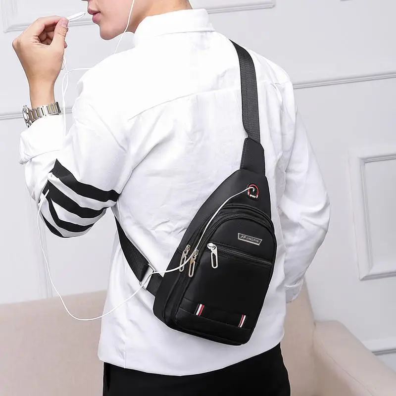 Men's Waterproof Oxford Crossbody Bag Black Business Style — feature 5