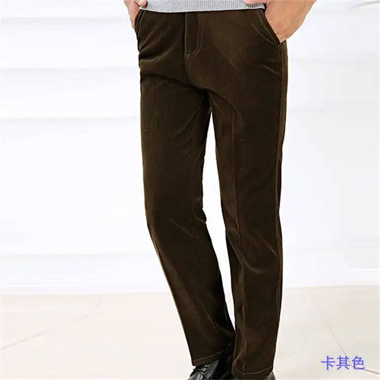 Black Corduroy Men's Elastic Waist Pants - Image 3