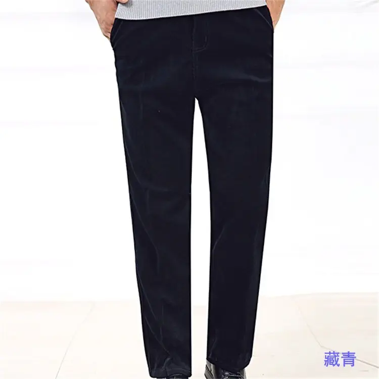 Black Corduroy Men's Elastic Waist Pants - Image 5