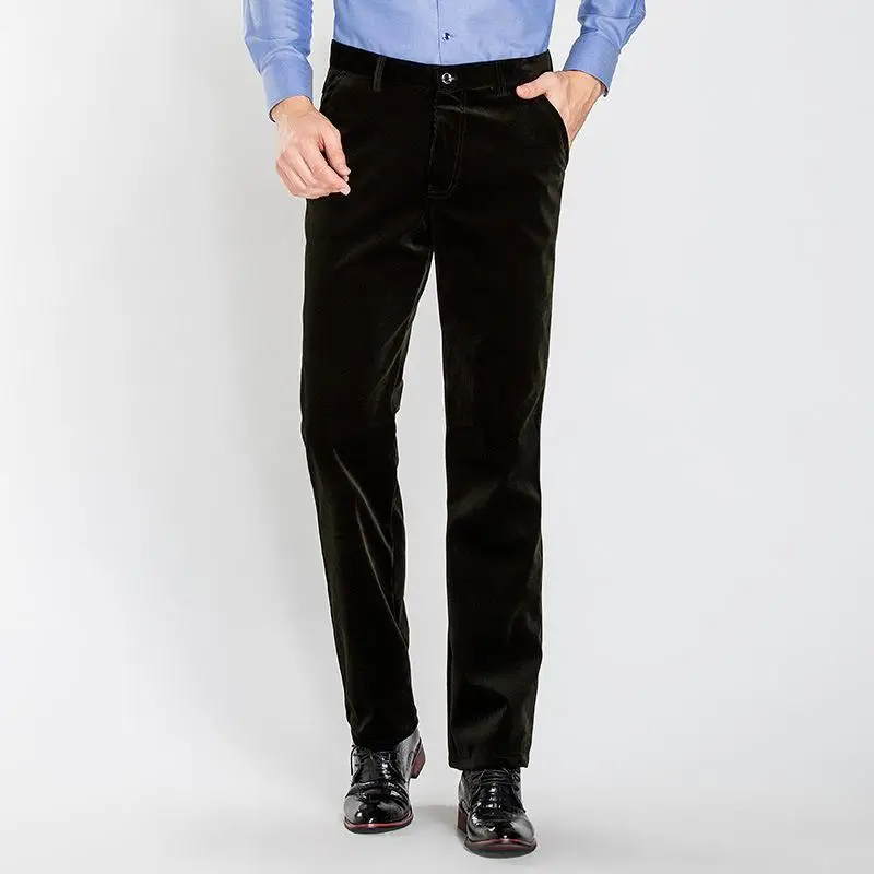Black Corduroy Men's Elastic Waist Pants - Image 6