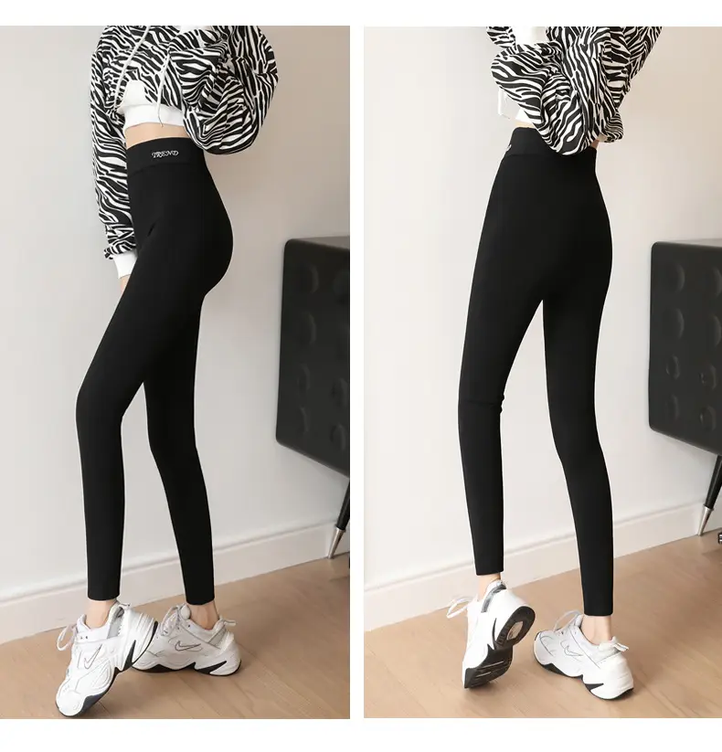 Women Winter Warm Fleece Leggings Black Pink Zipper — feature 16