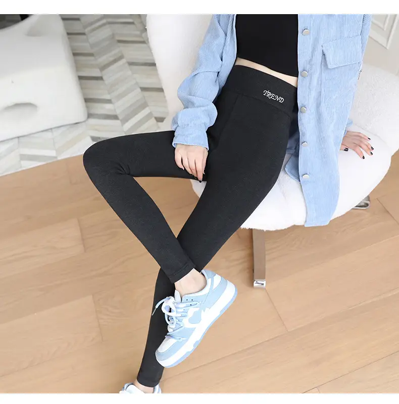 Women Winter Warm Fleece Leggings Black Pink Zipper — feature 17