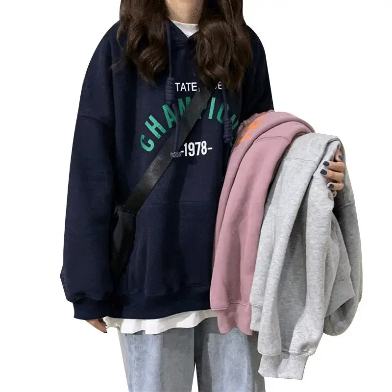 Fleece Lined Hoodie Women 2025 Letter Print - Image 8