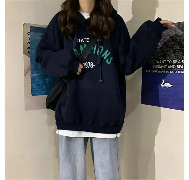 帮手描述图:连帽卫衣女2020秋季新款韩版字母印花薄款学生百