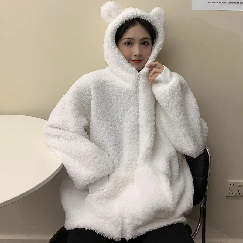 White Bear Ears Japanese Ins Loose Winter Coat