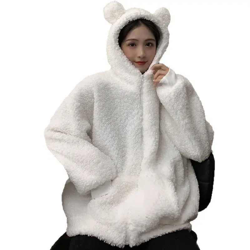 White Bear Ears Japanese Ins Loose Winter Coat