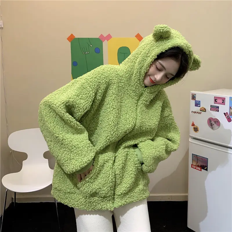 White Bear Ears Japanese Ins Loose Winter Coat — feature 10