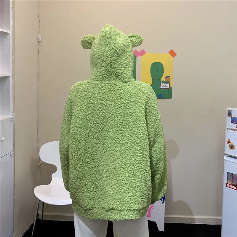 White Bear Ears Japanese Ins Loose Winter Coat — feature 11
