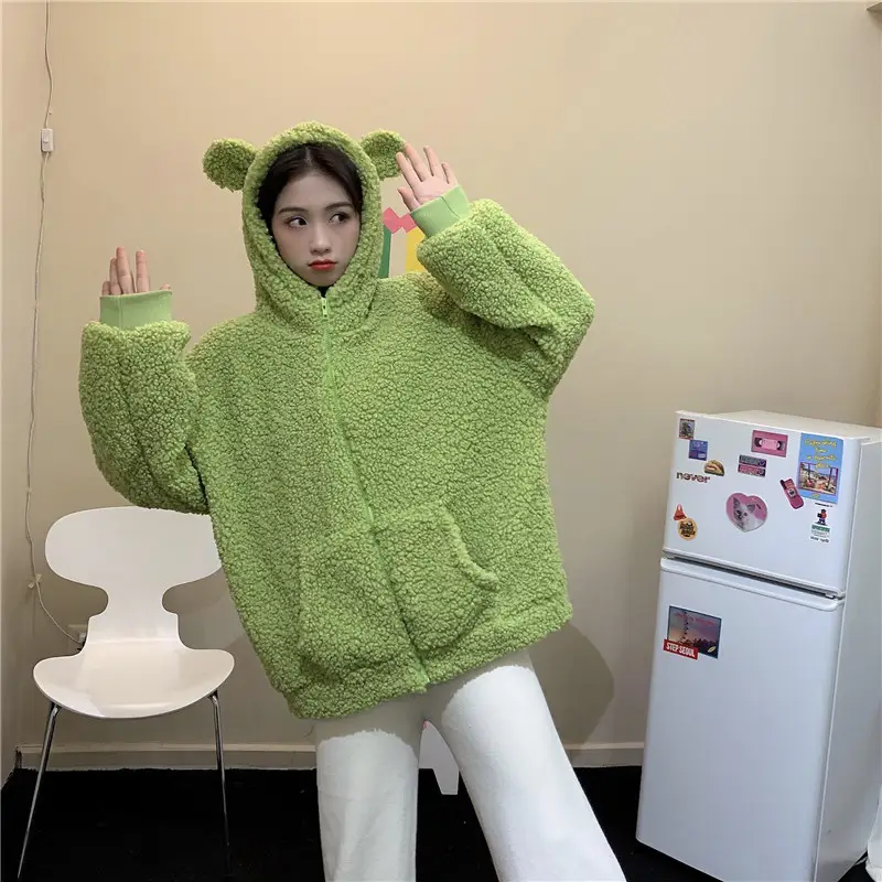 White Bear Ears Japanese Ins Loose Winter Coat — feature 12