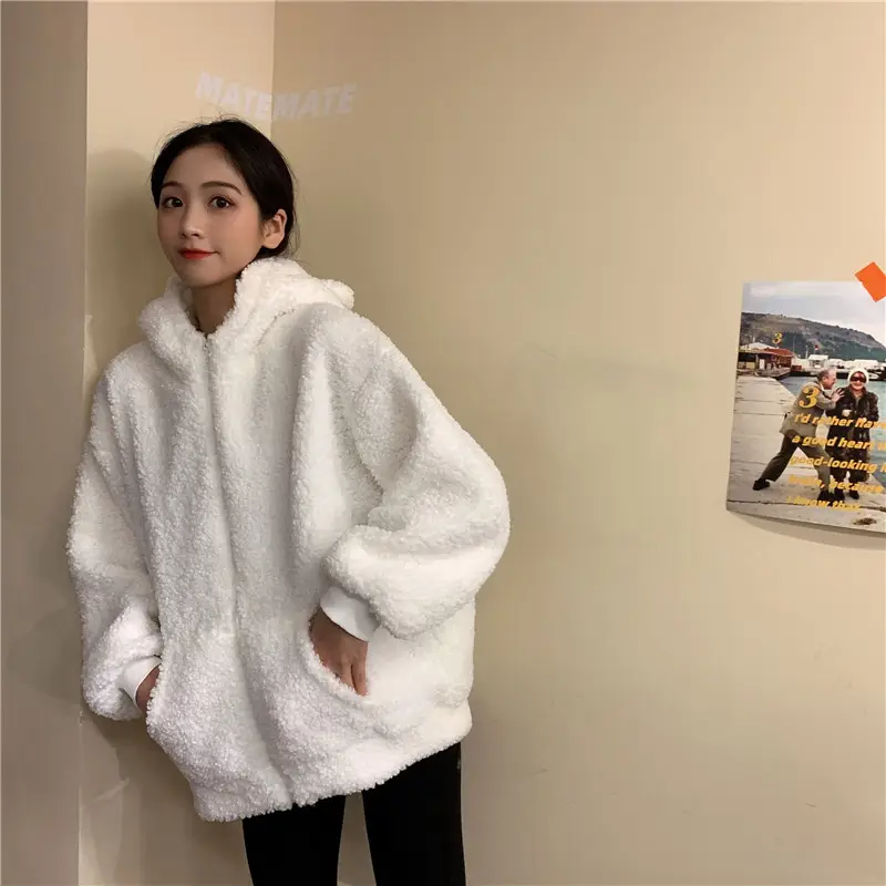 White Bear Ears Japanese Ins Loose Winter Coat — feature 13