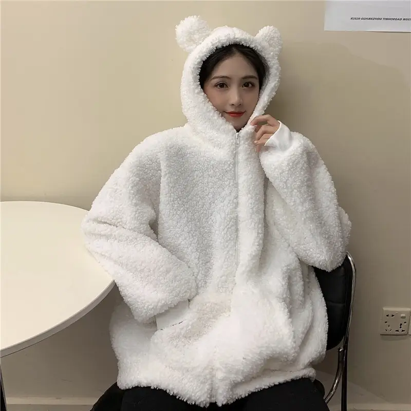 White Bear Ears Japanese Ins Loose Winter Coat — feature 14