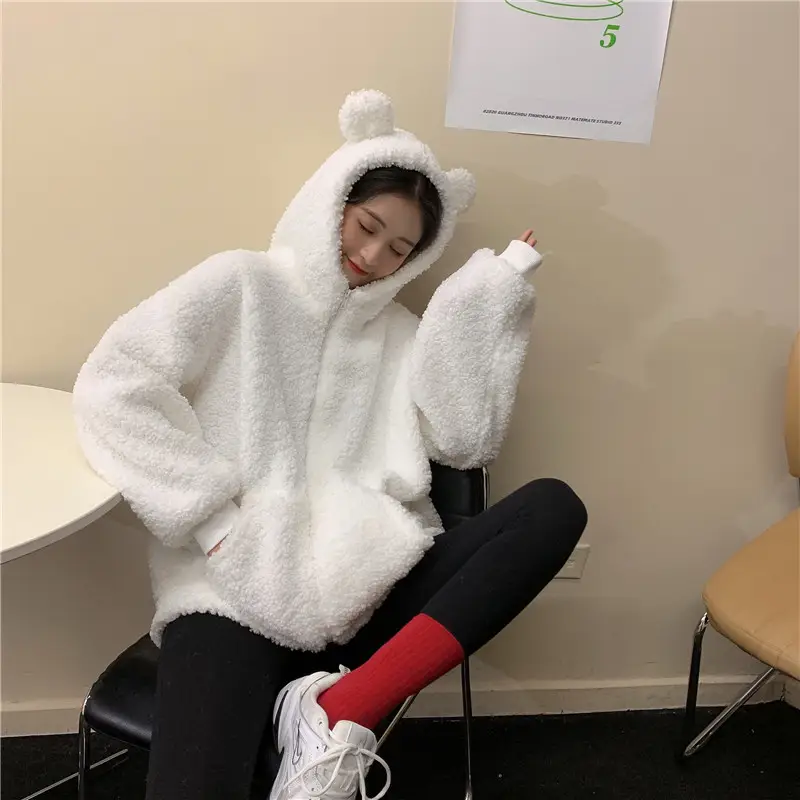 White Bear Ears Japanese Ins Loose Winter Coat — feature 15
