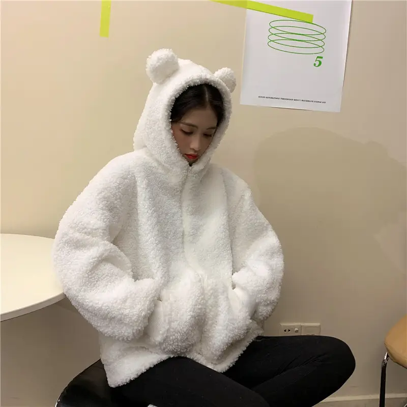 White Bear Ears Japanese Ins Loose Winter Coat — feature 16