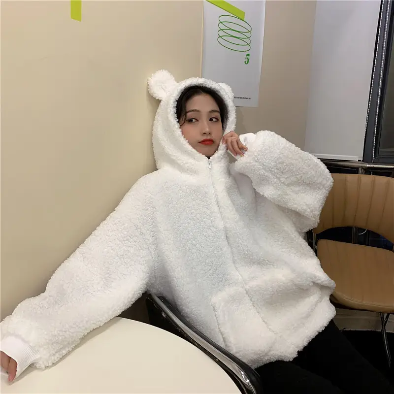White Bear Ears Japanese Ins Loose Winter Coat — feature 18