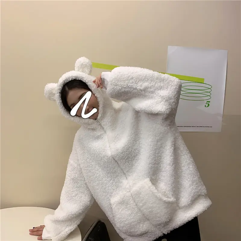 White Bear Ears Japanese Ins Loose Winter Coat — feature 19