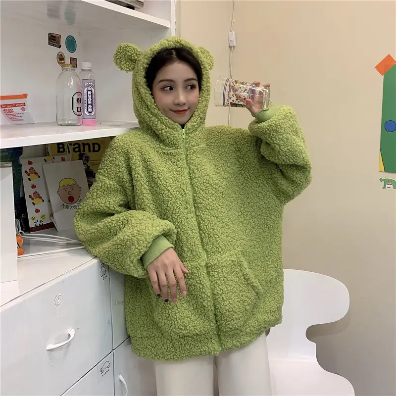 White Bear Ears Japanese Ins Loose Winter Coat — feature 8