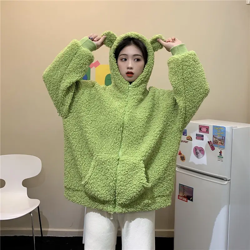 White Bear Ears Japanese Ins Loose Winter Coat — feature 9