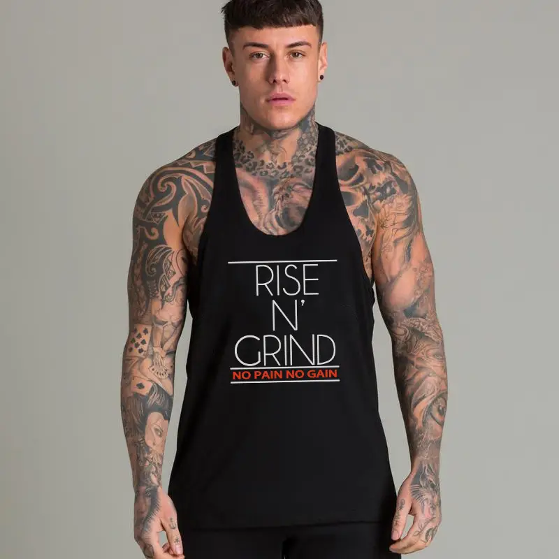 Men Printed Muscle Vest Yellow Slim Fit Crewneck - Image 7