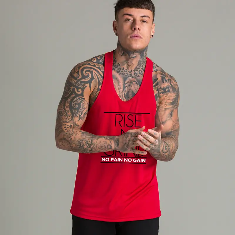 Men Printed Muscle Vest Yellow Slim Fit Crewneck - Image 9