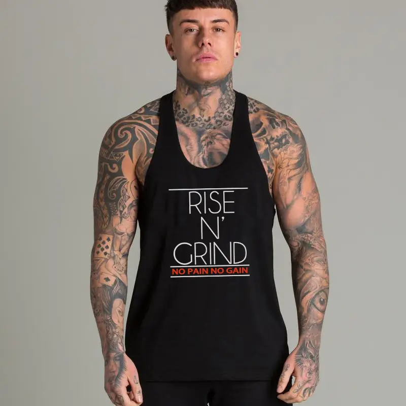 Men Printed Muscle Vest Yellow Slim Fit Crewneck - Image 5
