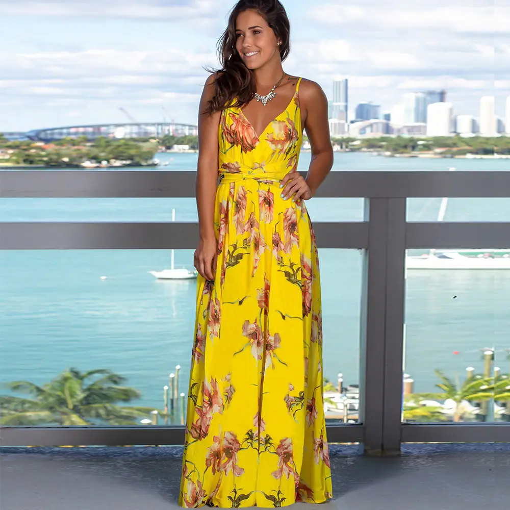 Red Floral Strap Beach Dress for Women - Image 19