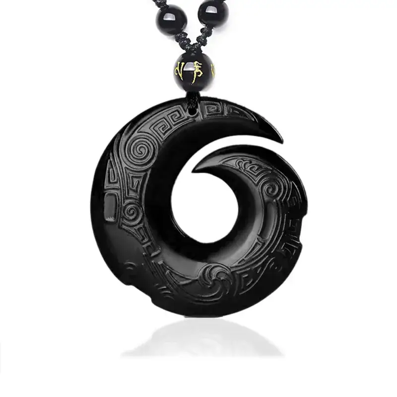 Natural Obsidian Fortune-Telling Necklace Pendant Crystal Healing Men's and Women's Necklace - Image 6