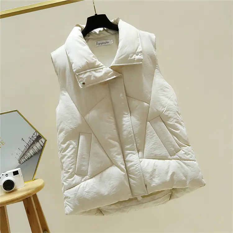 Black Hooded Down Cotton Vest for Women 2025 Winter - Image 3