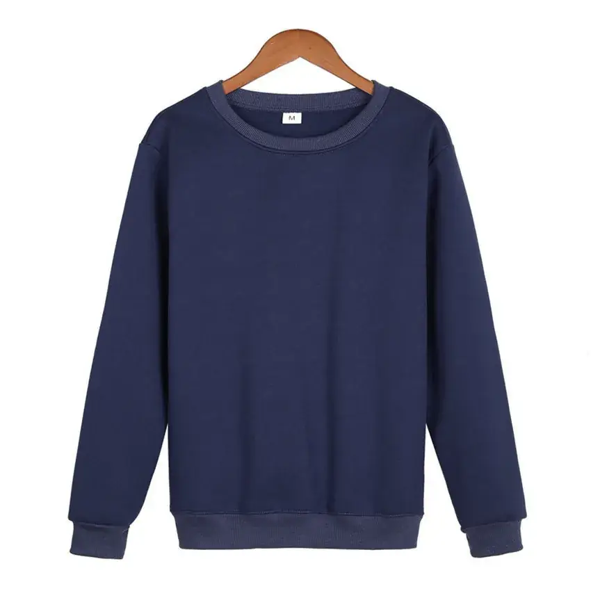 Men Navy Fleece Crewneck Sweatshirt Long Sleeve - Image 14