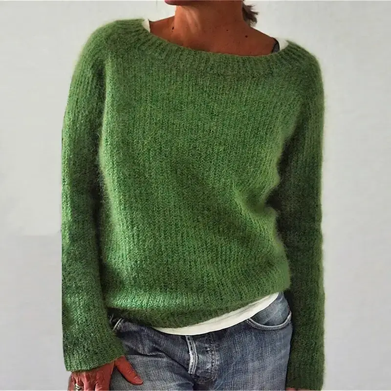 Women Knitted Black Round Neck Sweater - Image 5