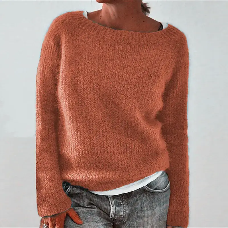 Women Knitted Black Round Neck Sweater - Image 8