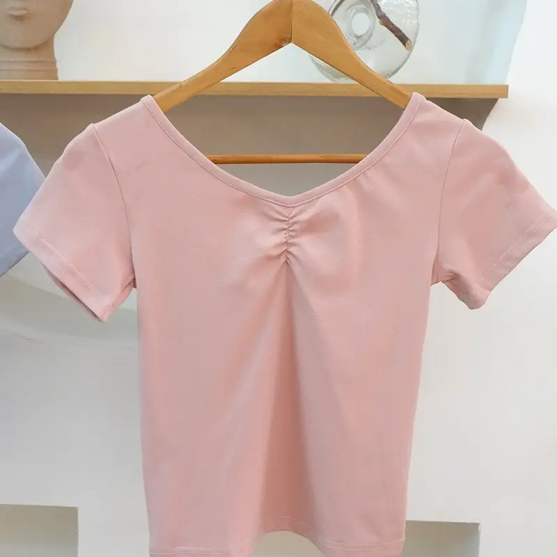 Light Blue Stretch V-Neck T-Shirt Women