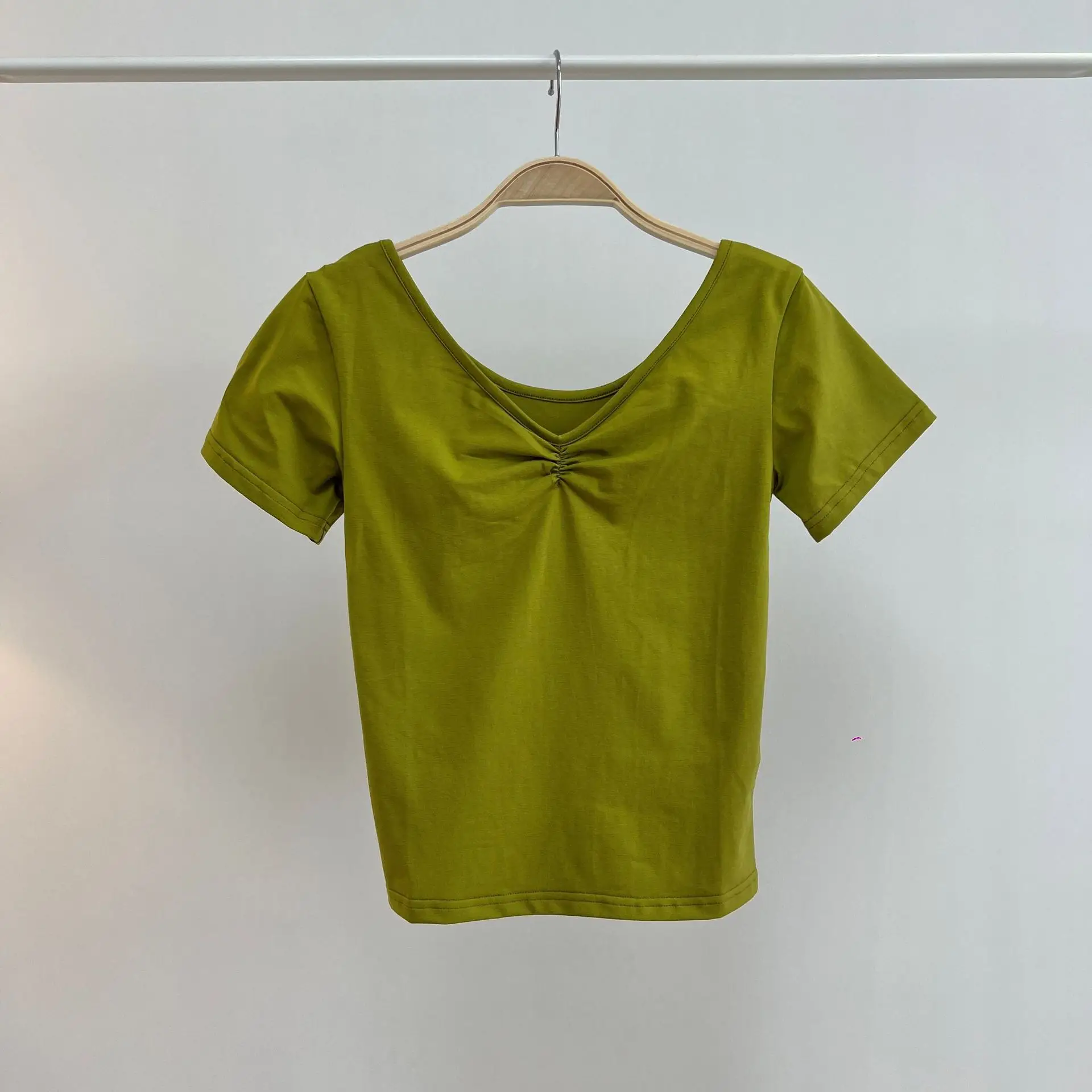 Light Blue Stretch V-Neck T-Shirt Women