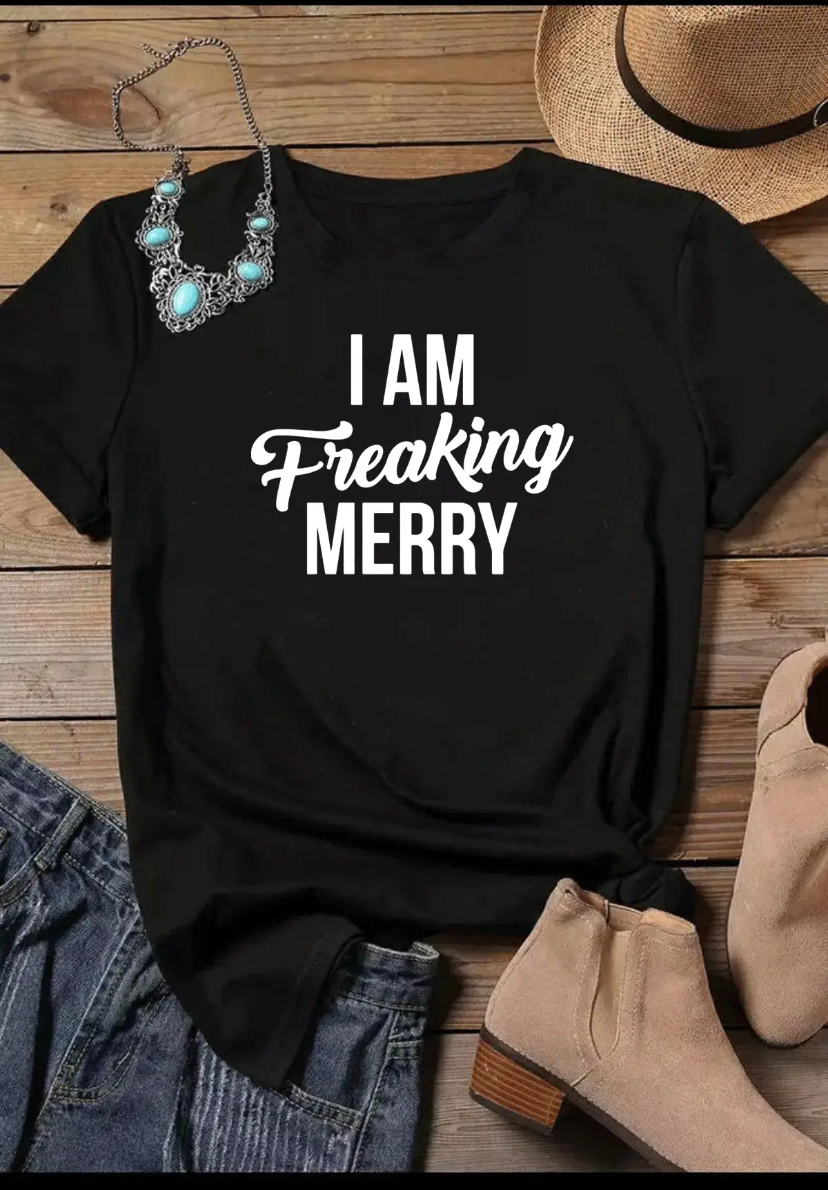 Christmas T-Shirt I Am Freaking Merry Black