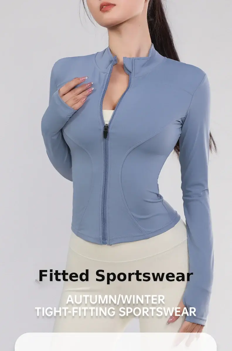 Women's Long Sleeve Yoga Top Blue Quick Dry — feature 2