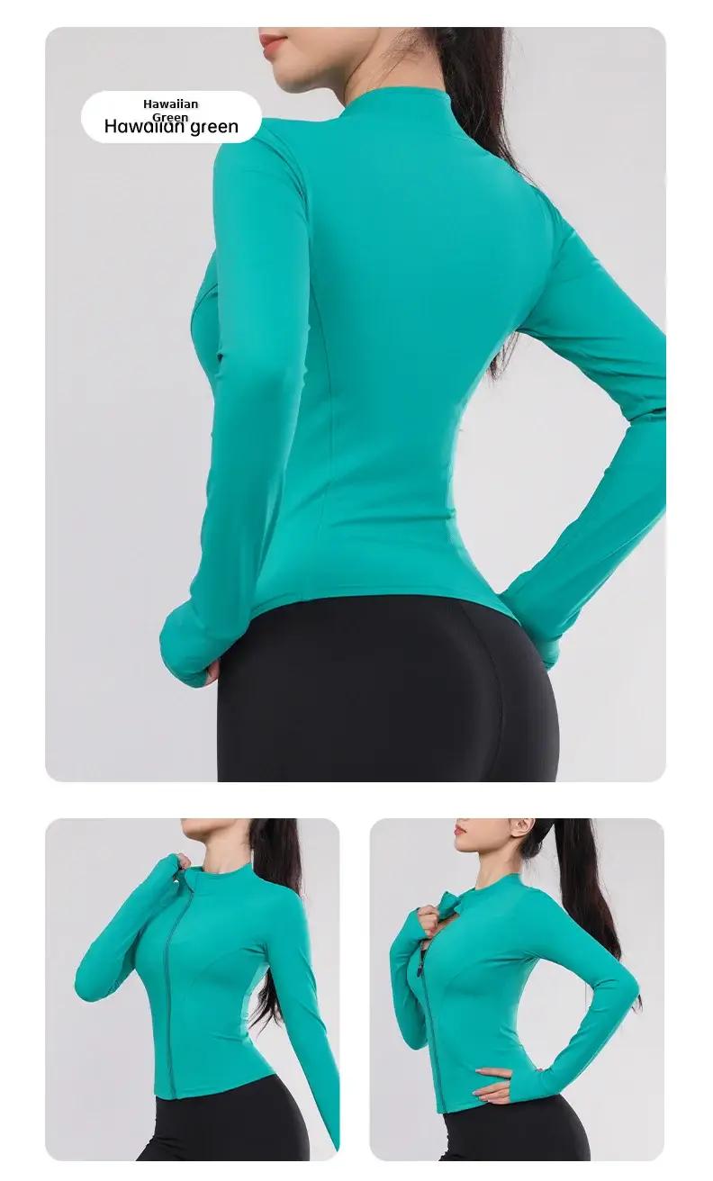 Women's Long Sleeve Yoga Top Blue Quick Dry — feature 21