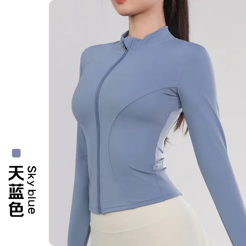 Women's Long Sleeve Yoga Top Blue Quick Dry - Image 3