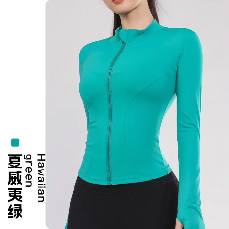 Women's Long Sleeve Yoga Top Blue Quick Dry - Image 7