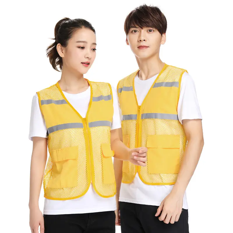 Reflective Mesh Safety Vest Multi Pocket Orange - Image 11