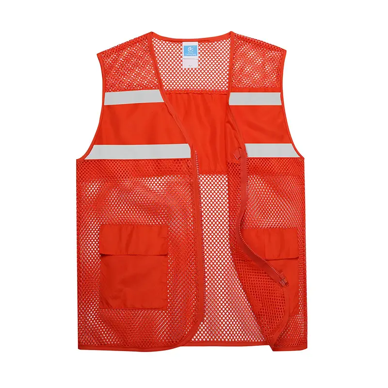Reflective Mesh Safety Vest Multi Pocket Orange - Image 4
