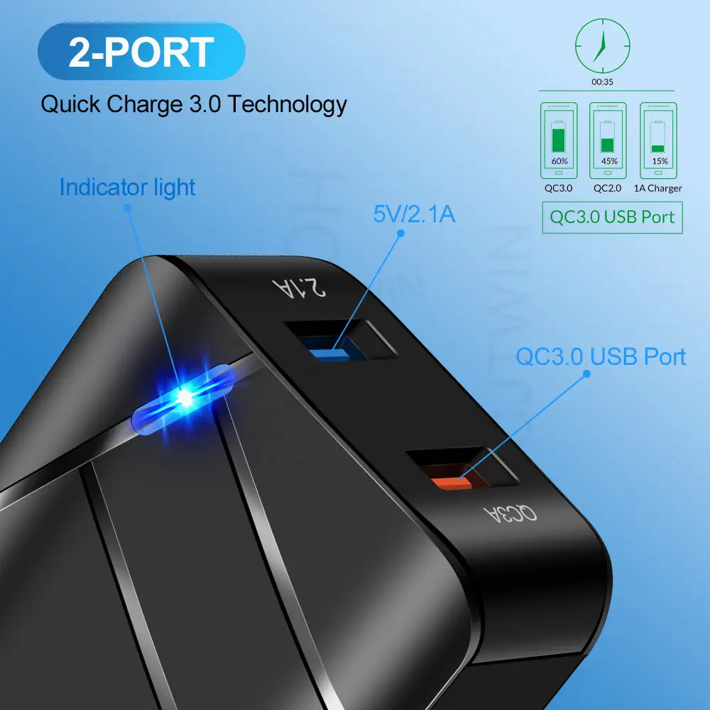 28W Dual USB Charger for iPhone Fast Charge