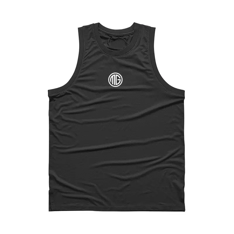 Men's White Muscle Gym Vest with Logo - Image 2