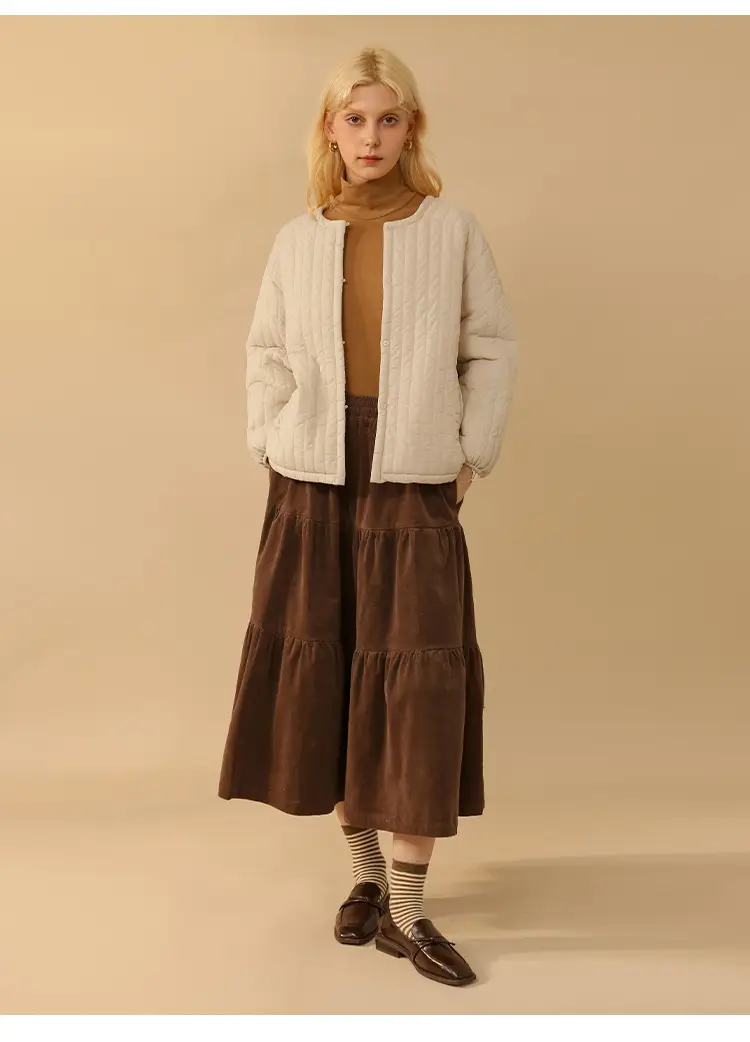 Women's Premium High-Neck Puffer Jacket Beige — feature 18