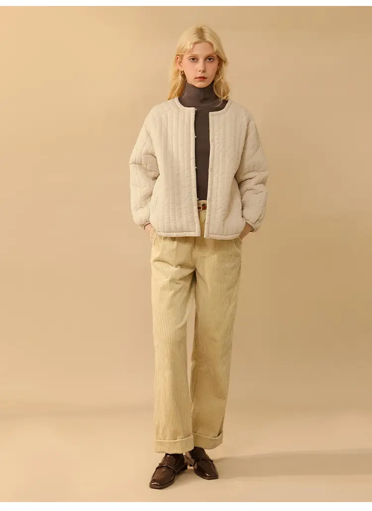 Women's Premium High-Neck Puffer Jacket Beige — feature 20