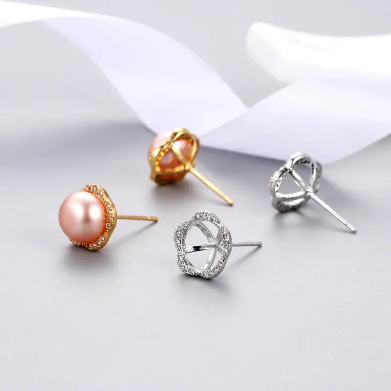 Pearl Flower Stud Earrings for Women - Image 8