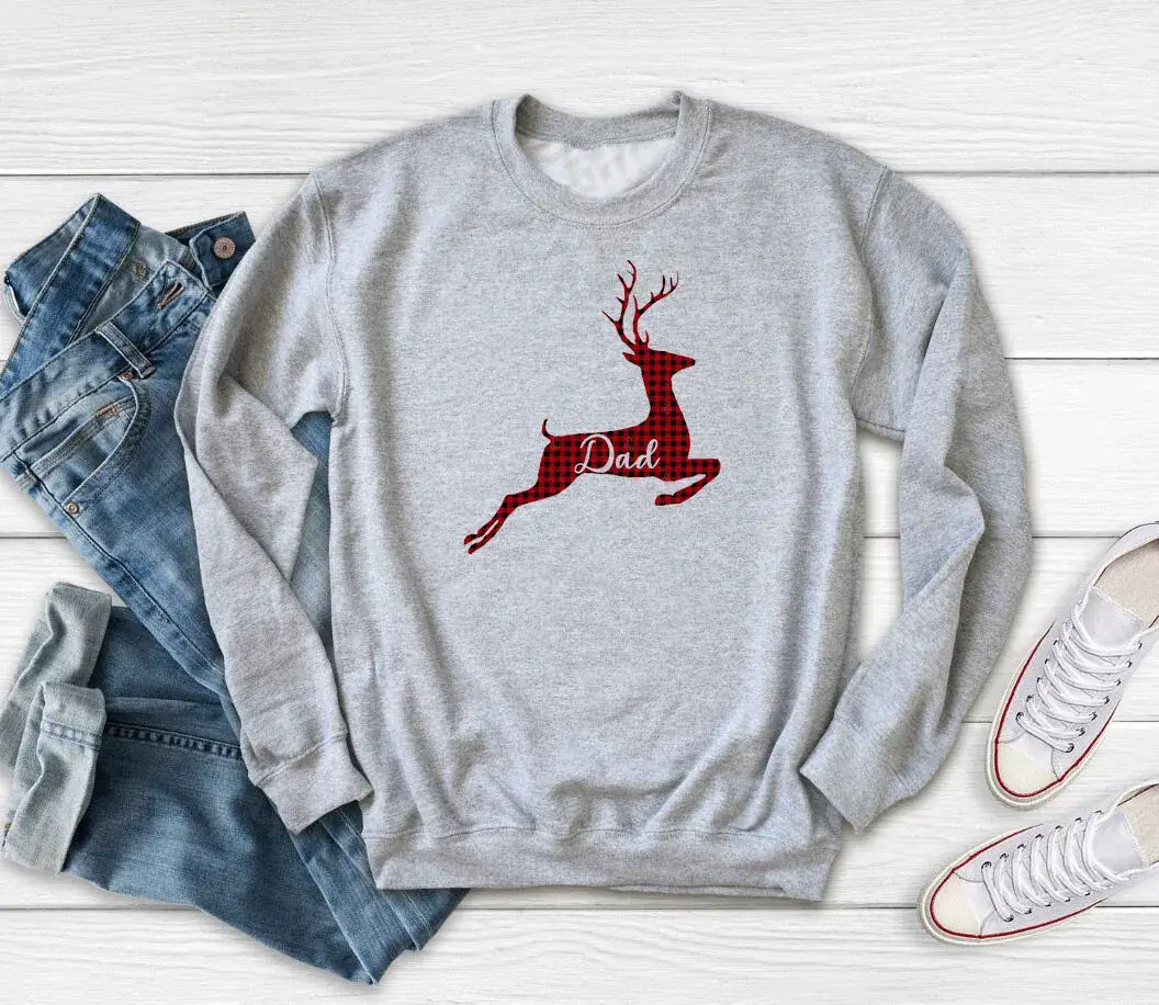 Men Black Deer Print Sweatshirt Dad Theme - Image 3